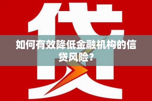 云林如何有效降低金融机构的信贷风险？
